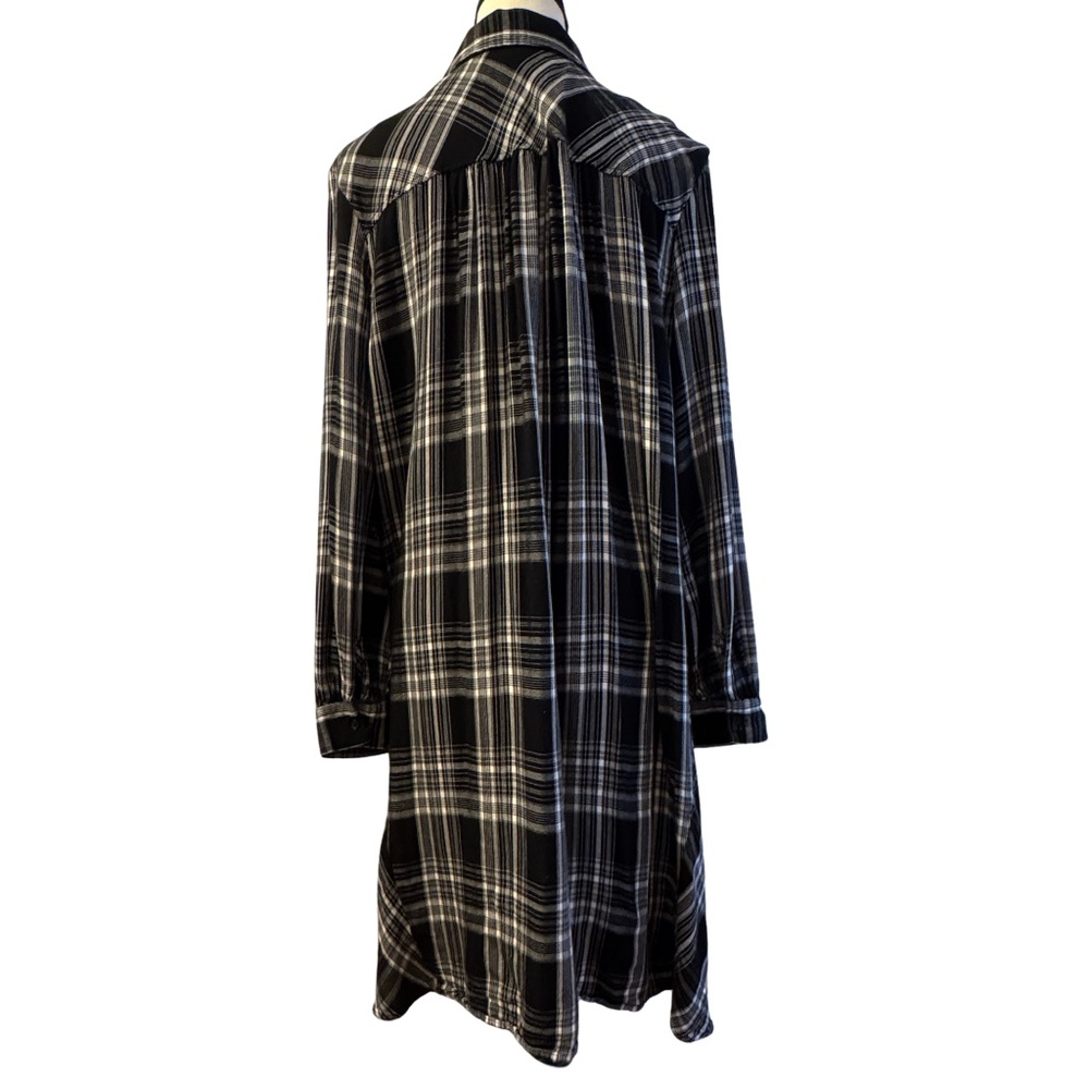 Loft Black & White Plaid Shirt Dress XL - Picture 6 of 7